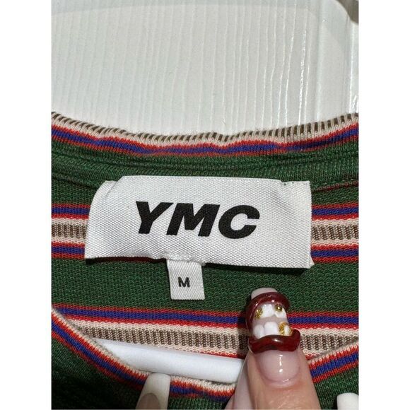 NWOT YMC Triple Stripe Short Sleeve Green & Red T-Shirt Tee Men's Medium - Picture 4 of 10